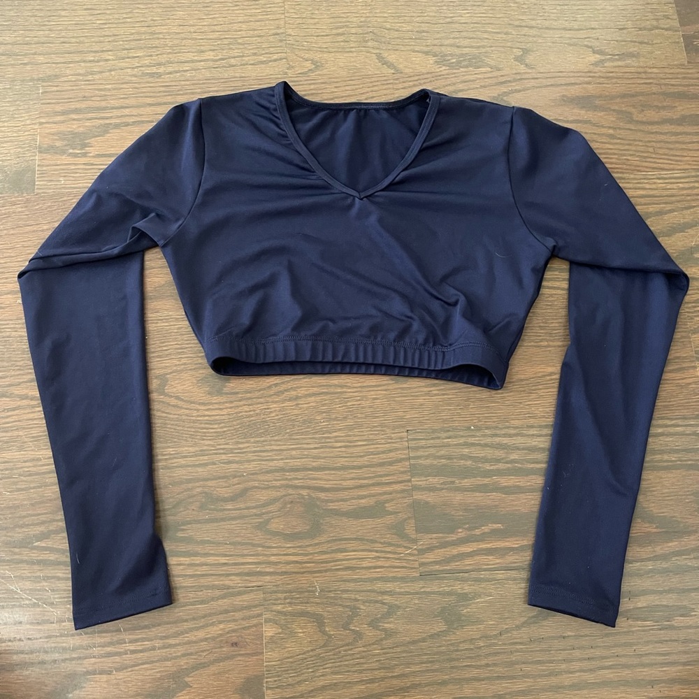 Varsity Spirit Navy Blue V-Neck Cheer Midriff Medium